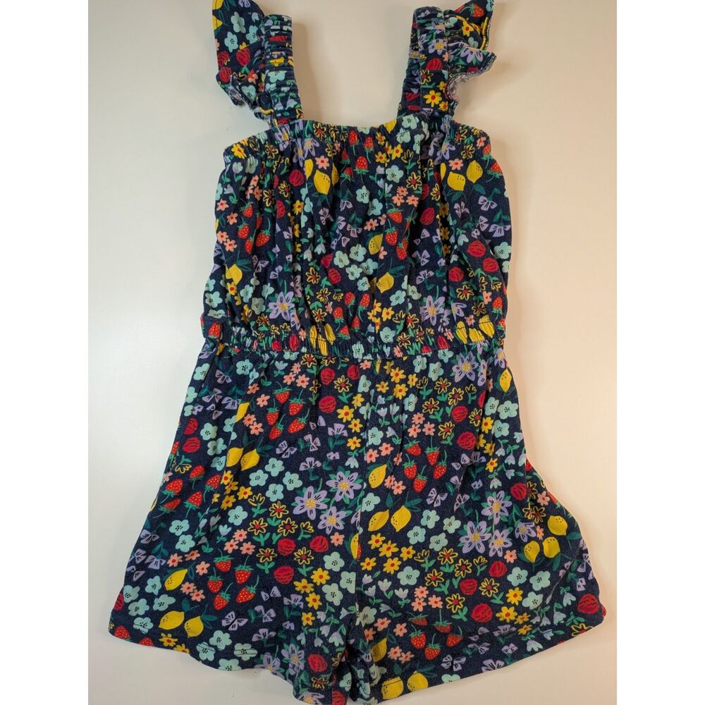Old Navy girls size 5 floral fruit romper ruffle straps cotton jumpsuit